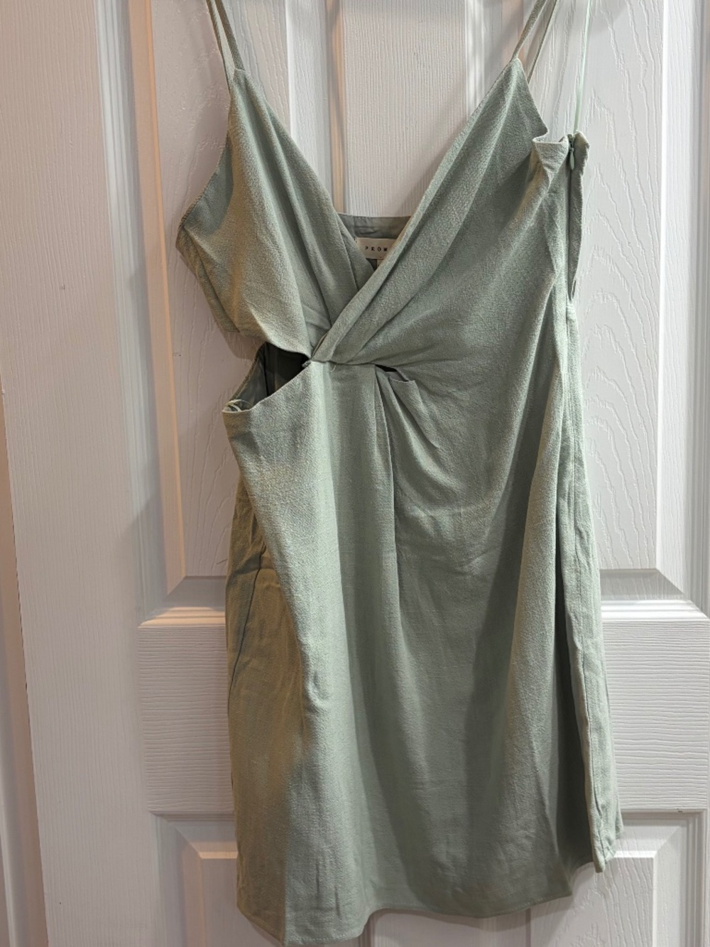 New Promesa Linen Blend Spaghetti Strap Dress Sundress Key Hole Side Cut Out
